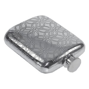 Triquetra Flower Patterned Hip Flask With FREE ENGRAVING & Gift Box