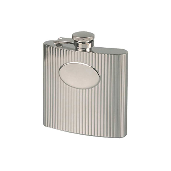 6oz Ribbed Engraved Hip Flask with Free Engraving and Presentation Box