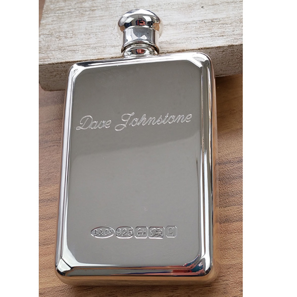 Sterling Silver Rectangular Hip Flask