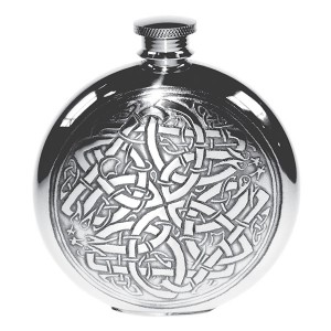 Round Celtic Knot Hip Flask with FREE ENGRAVING & Gift Box