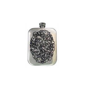 Skulls Engraved Hip Flask with FREE ENGRAVING and Gift Box