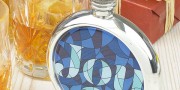 Stained Glass Joy Picture Hip Flask with Presentation Box and Free Engraving