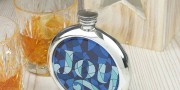 Stained Glass Joy Picture Hip Flask with Presentation Box and Free Engraving