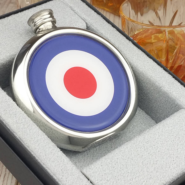 Personalised Mod Hip Flask with Presentation Box and Free Engraving