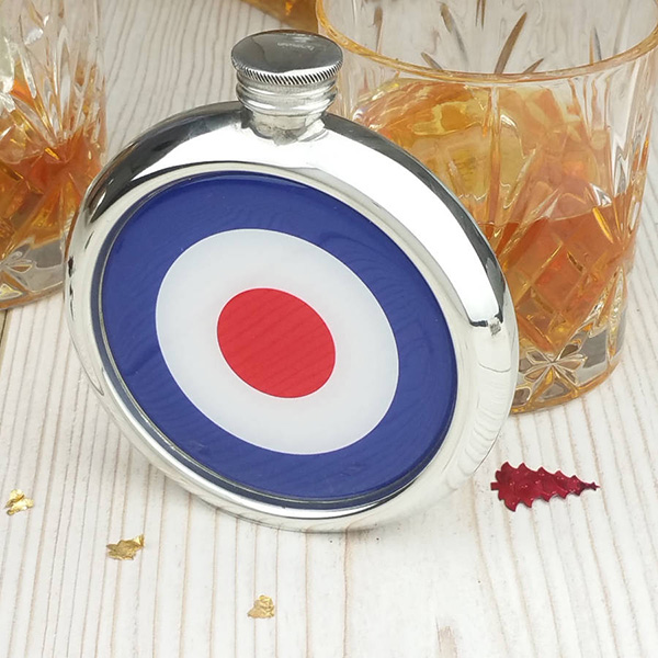 Personalised Mod Hip Flask with Presentation Box and Free Engraving