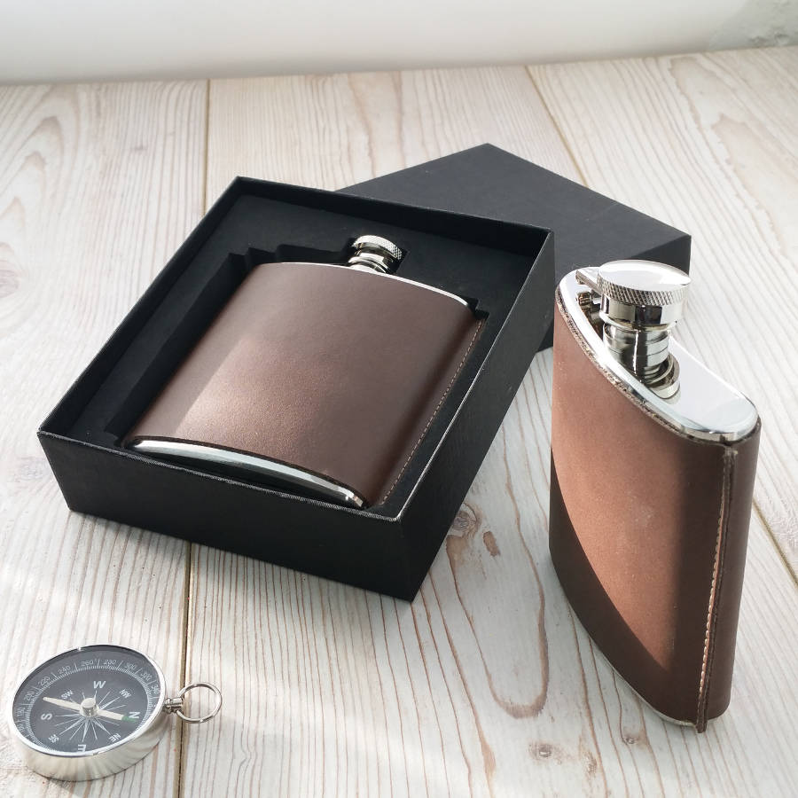 Leather Standing Seam Hip Flask - SaRfl60