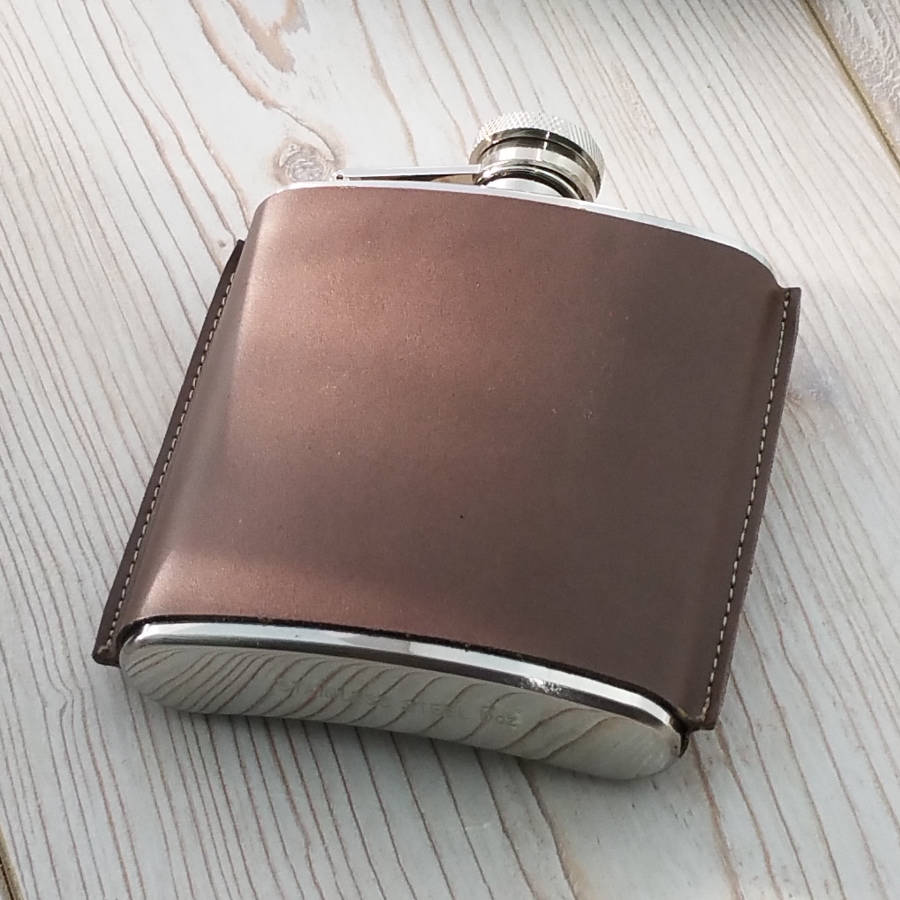 Leather Standing Seam Hip Flask - SaRfl60