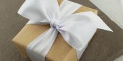 white ribbon gift wrapping