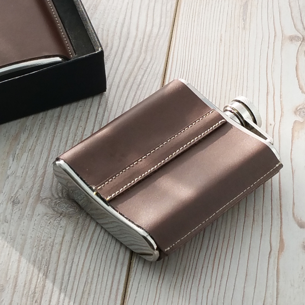 Personalised Hand Stitched Leather Hip Flask