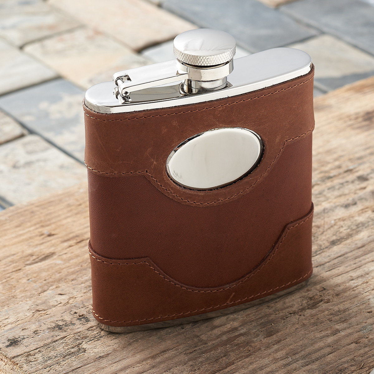 travel hip flask leather