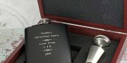 Personalised Christmas Hip Flask Set With Engraved Cups