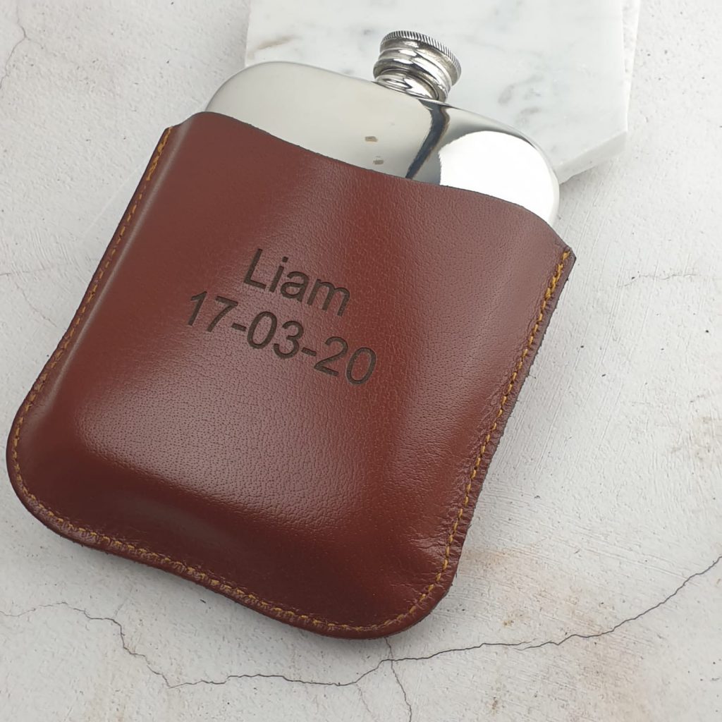 Personalised Leather Hip Flask FlaskStore.ie Engraved Hip Flasks
